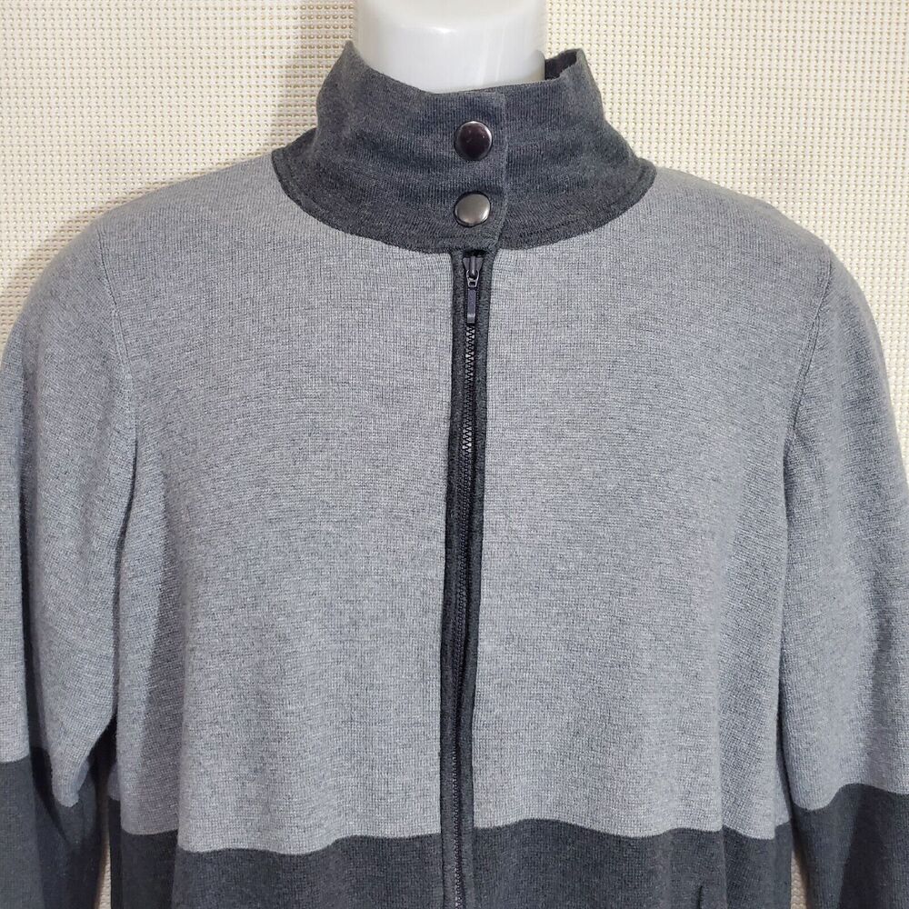 Belford Jacket XL Gray Zip Front Cardigan Sweater Pima Cotton Funnel Mock - Picture 2 of 9